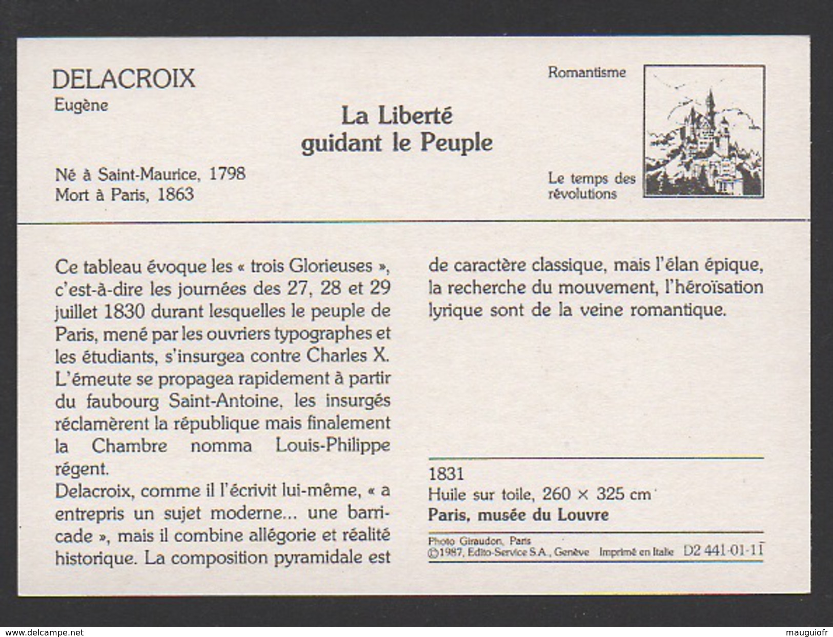 DF / ARTS / PEINTURE / TABLEAU DU PEINTRE EUGÈNE DELACROIX " LA LIBERTÉ GUIDANT LE PEUPLE " - Peintures & Tableaux