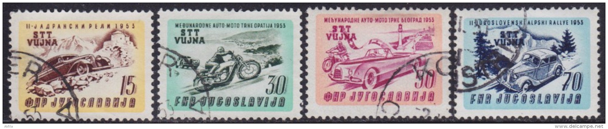 5051. Italy Yugoslavia Trieste Zone B 1953 Adriatic Car And Motorcycle Rally, Used (o) Michel 98-101 - Usados