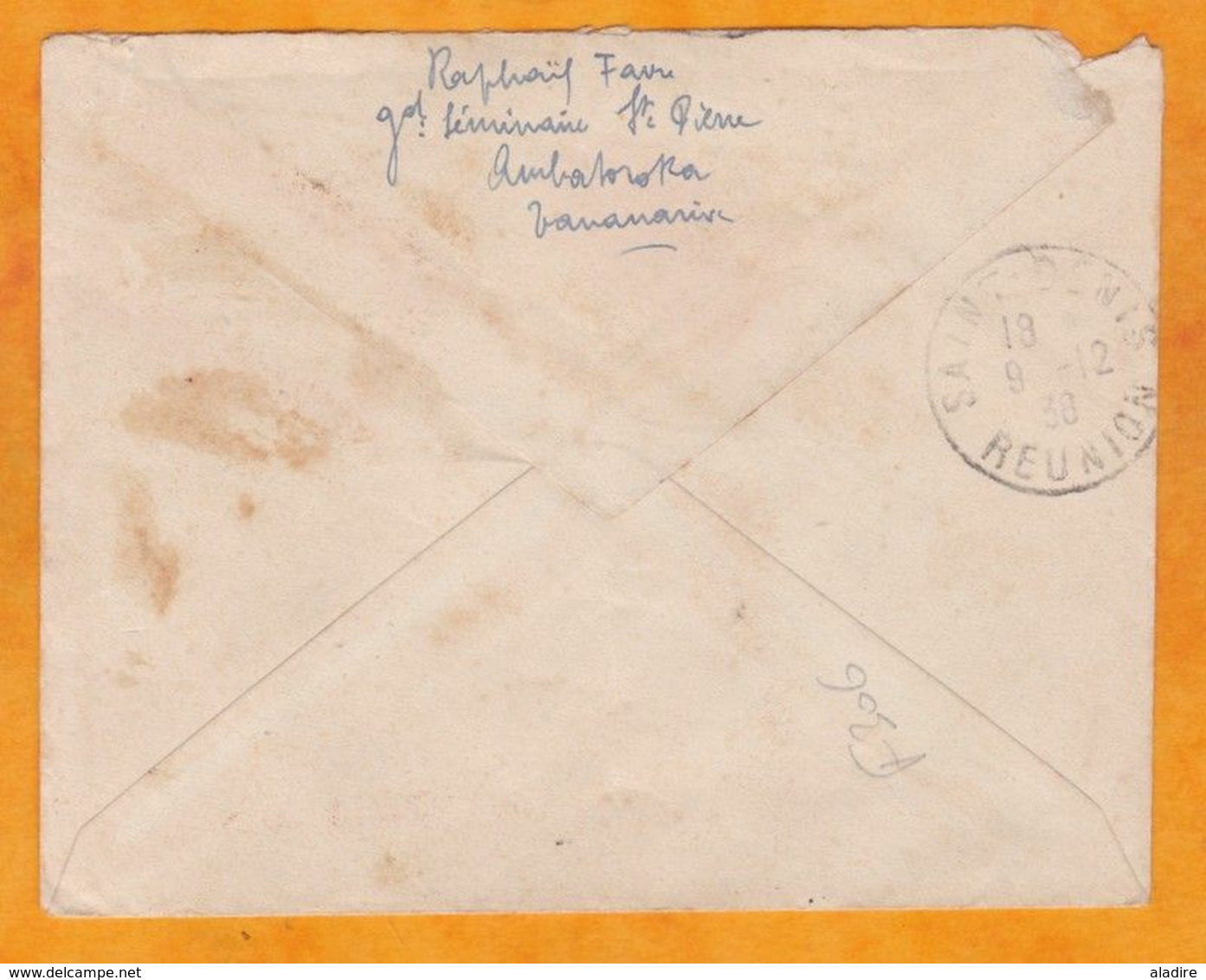 1938 - Enveloppe De Tananarive, Madagascar Vers Saint Denis De La Réunion - Cad Arrivée - Timbre Seul Jean Laborde 65 C - Briefe U. Dokumente