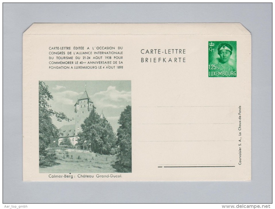 Luxembourg 1938 Bildpostkarte 1.25Fr Ungebraucht Bild Colmar-Berg - Entiers Postaux
