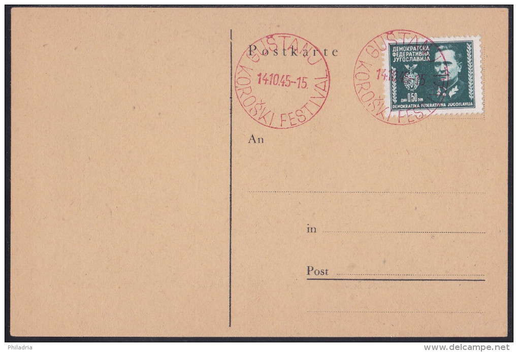 GU&Scaron;TANJ (Ravne), Carinthia Festival, Red Commemorative Cancellation, 1945 - Covers & Documents