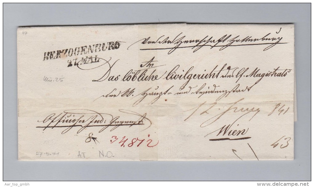 Heimat Österreich NÖ HERZOGENBURG 1841-05-27 Vorphila Brief Ohne Inhalt Nach Wien - ...-1850 Vorphilatelie