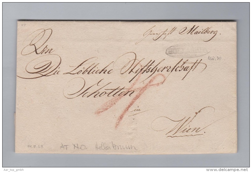 Heimat Österreich NÖ HOLLABRÜNN 1823-08-11 Vorphila Nach Wien - ...-1850 Vorphilatelie