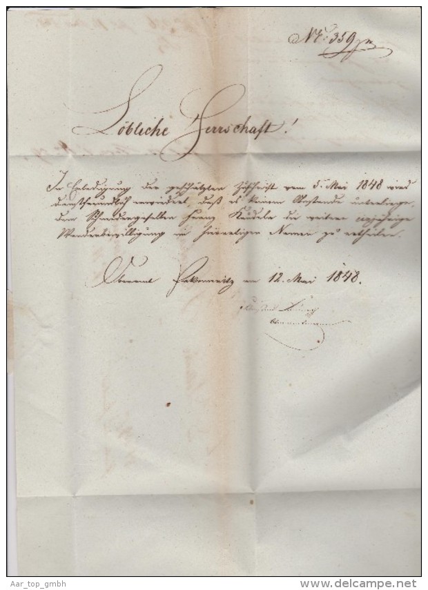 Heimat Österreich NÖ PRÄGE 1848-06-12 Vorphila Brief Nach Ebenfürth - ...-1850 Préphilatélie