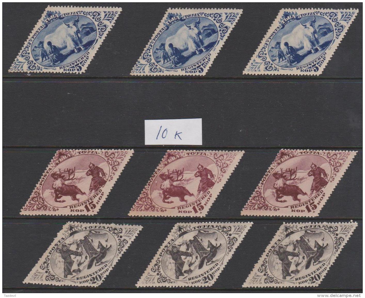 TUVA - Rare Chance To Obtain This Lot - THREE SETS OF FARMING (LESS THE 10K). Scott 45-52. All MNH/MUH - Tuva