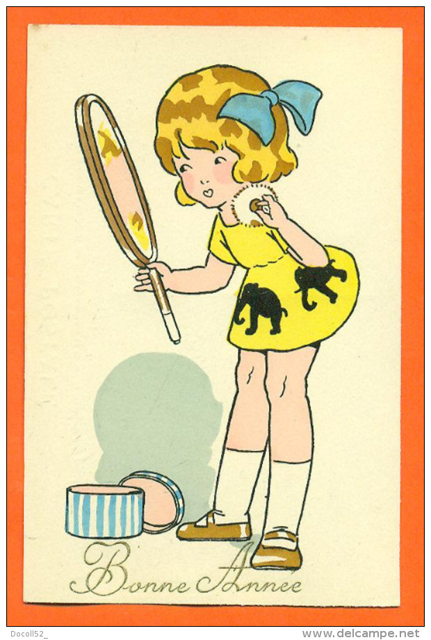 Illustrateur ORIS " Bonne Année - Petite Fille Se Regardant Dans Un Miroir " FJC2 - Oris