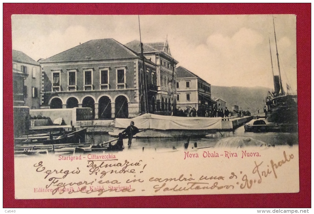 CITTAVECCHIA STARIGRAD Annullo SU 5 K.  CARTOLINA RIVA NUOVA  PER BOLOGNA IN DATA 10/11/1898 - Dalmatia