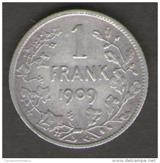 BELGIO 1 FRANK 1909 LEOPOLDO II AG SILVER - 1 Franc