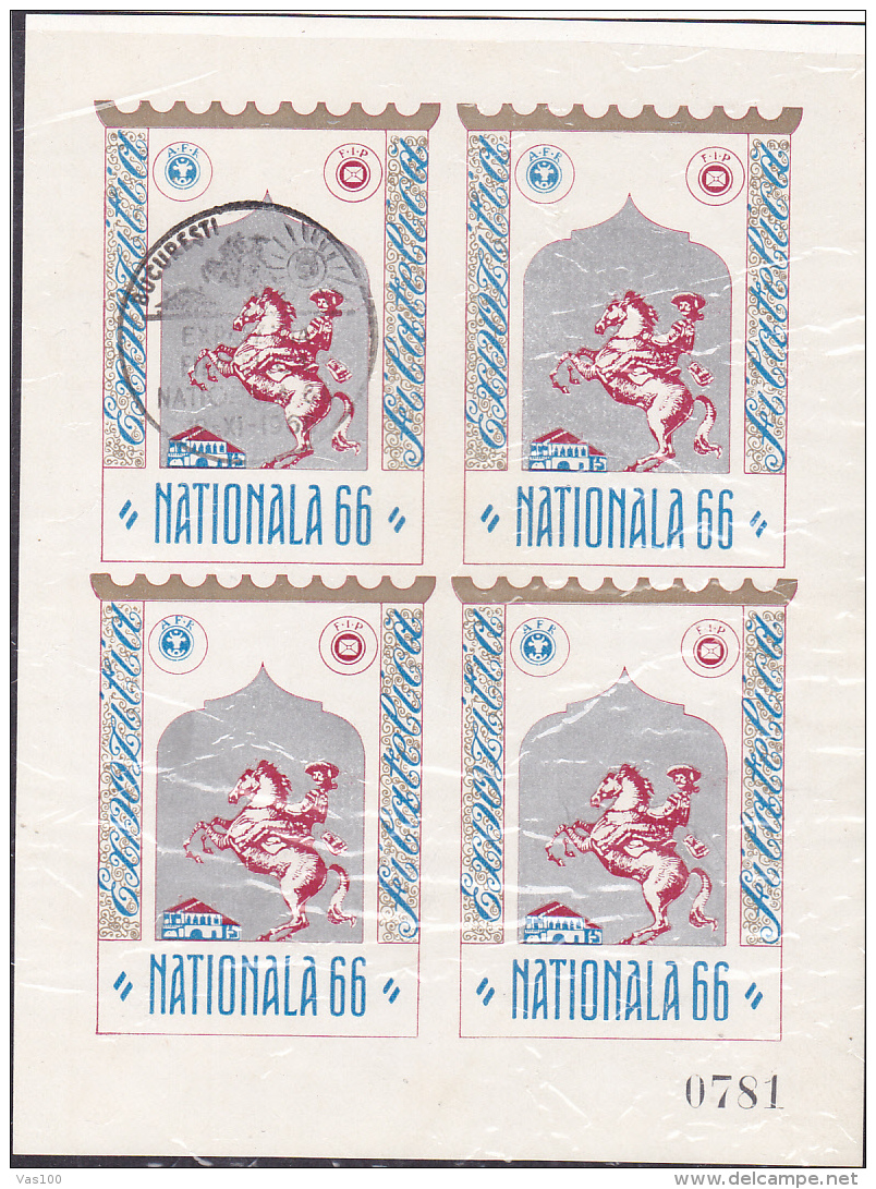 # 193 REVENUE STAMPS, NATIONAL EXPOSITION 66, MINISHEET, UNPERFORATED, ROMANIA. - Fiscale Zegels