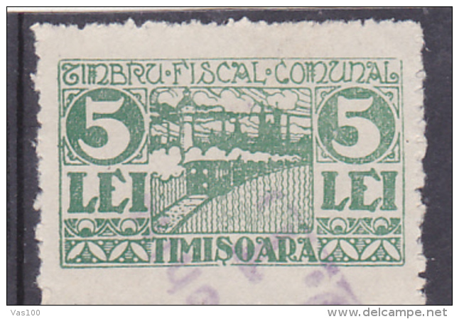 # 193 REVENUE STAMP, COMMUNAL STAMP, TIMISOARA, 5 LEI, ONE STAMP, ROMANIA. - Fiscale Zegels