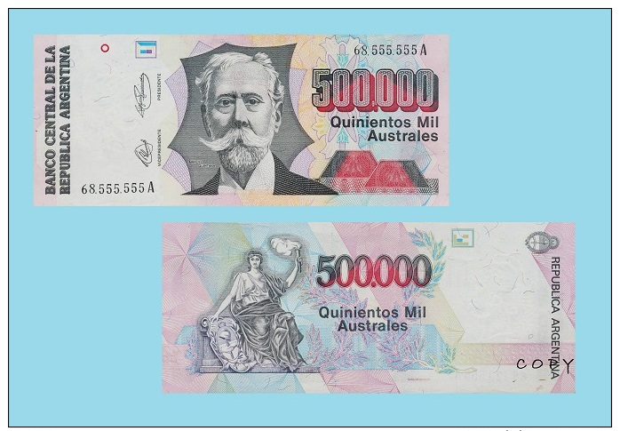 Argentina 500.000 Pesos 1991  UNC COPY - REPRODUCTION -.REPLICA  - UNC - Argentine