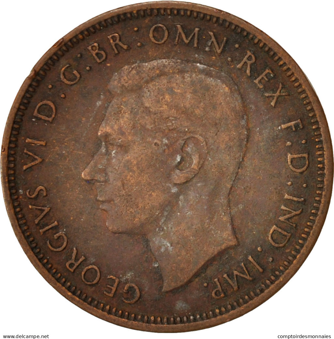 Monnaie, Grande-Bretagne, George VI, 1/2 Penny, 1944, TB+, Bronze, KM:844 - C. 1/2 Penny