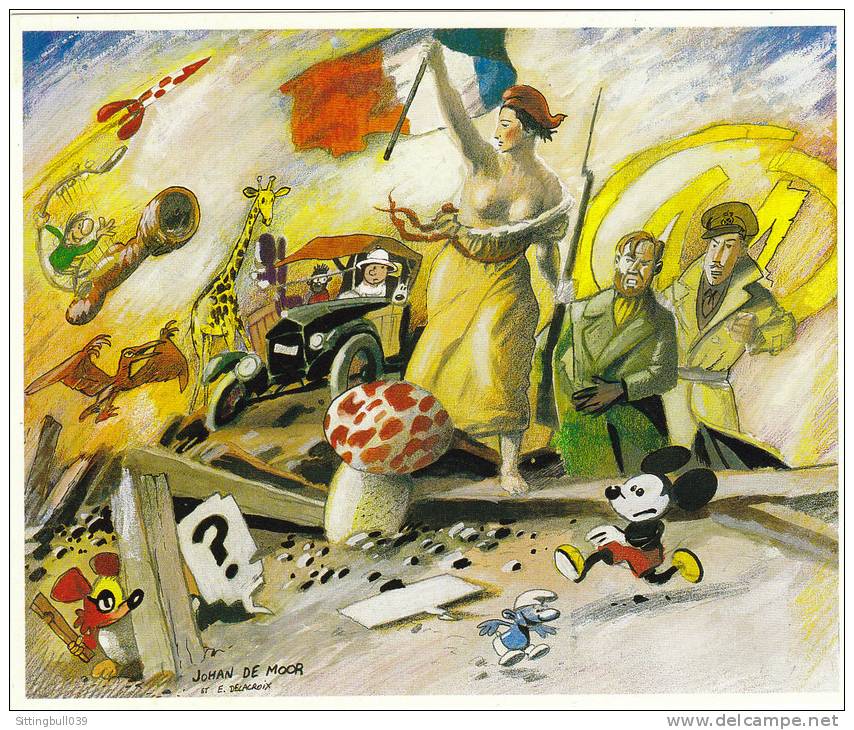 DE MOOR J. RARE Carte Postale D'après Le Tableau De DELACROIX Avec Héros BD, Tintin, Blake Et Mortimer, Mickey,Gaston... - Cartes Postales