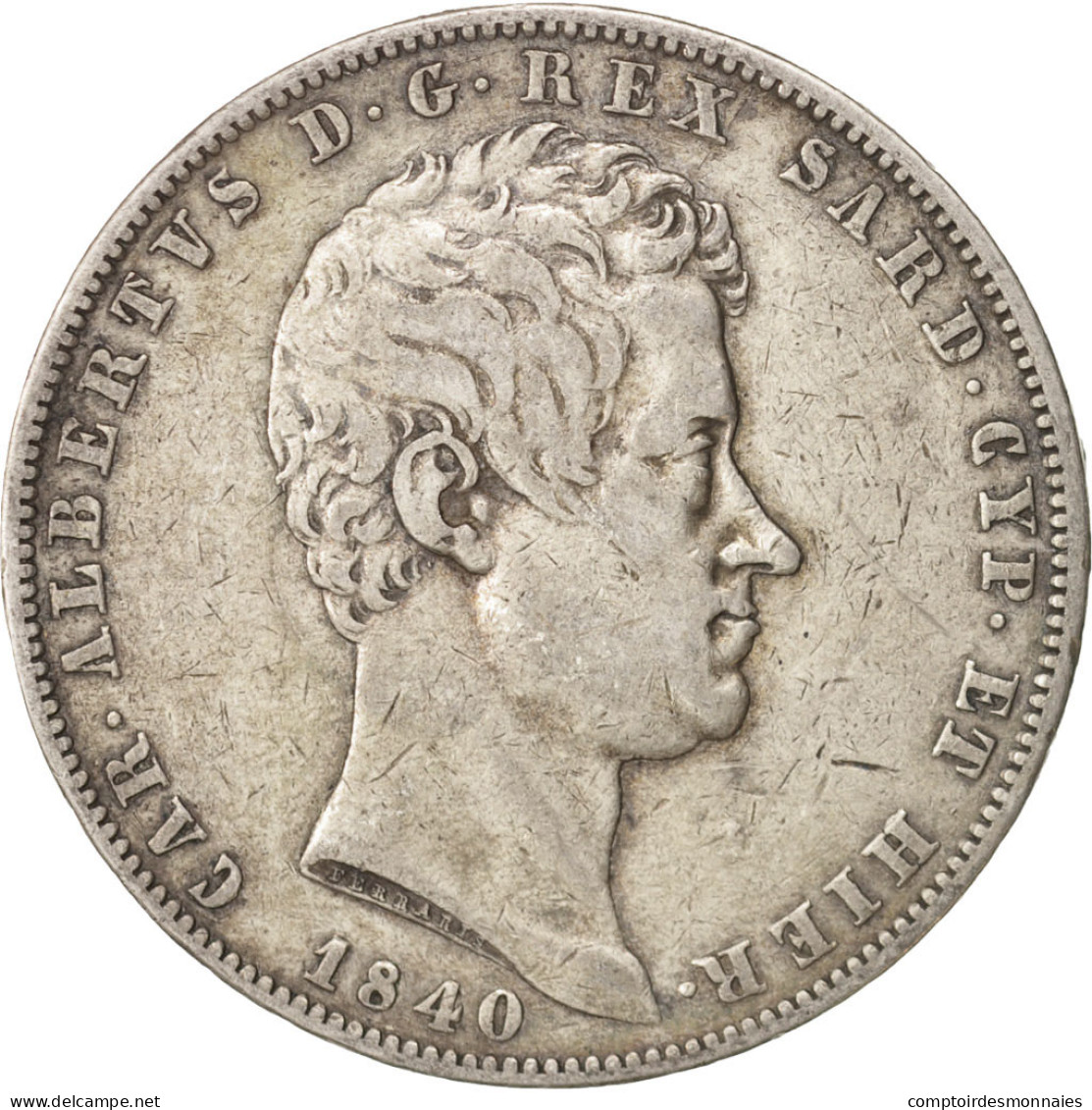 Monnaie, États Italiens, SARDINIA, Carlo Alberto, 5 Lire, 1840, Genoa, TB+ - Italian Piedmont-Sardinia-Savoie