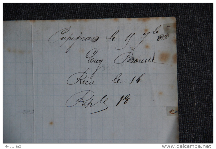 Facture Ancienne - PERPIGNAN,Maison De Confiance Eugène BROUSSE , Distillateur Liquoriste , Rue Notre Dame. - 1800 – 1899