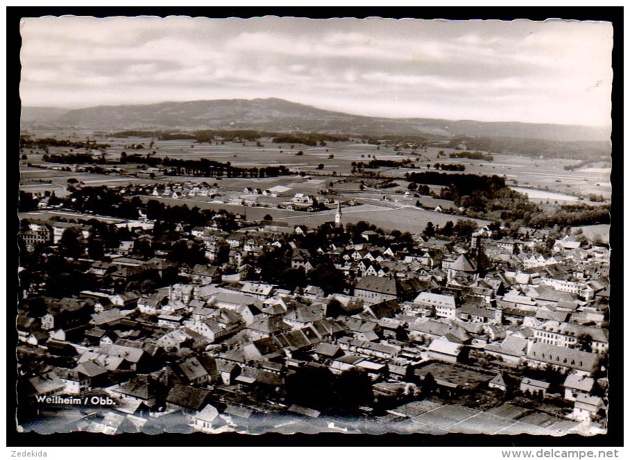 6718 - Alte Foto Ansichtskarte - Weilheim Obb. - Luftbild Luftaufnahme - Gel 1957 - Weilheim