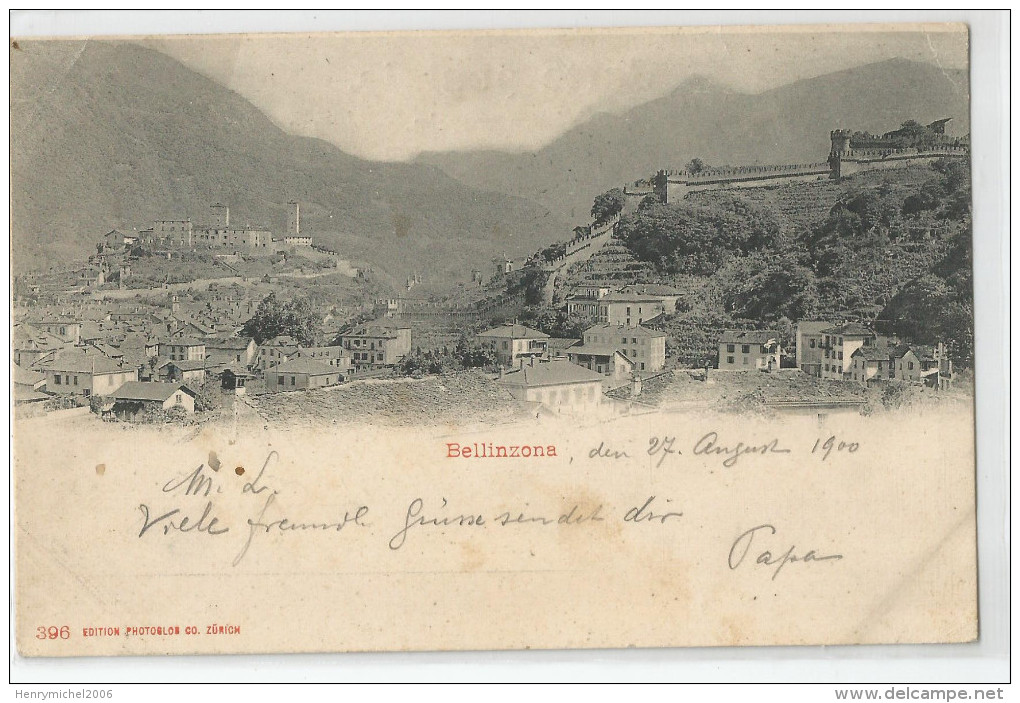 Suisse - Tessin Ticino Bellinzona Cachet 1900 - Autres & Non Classés