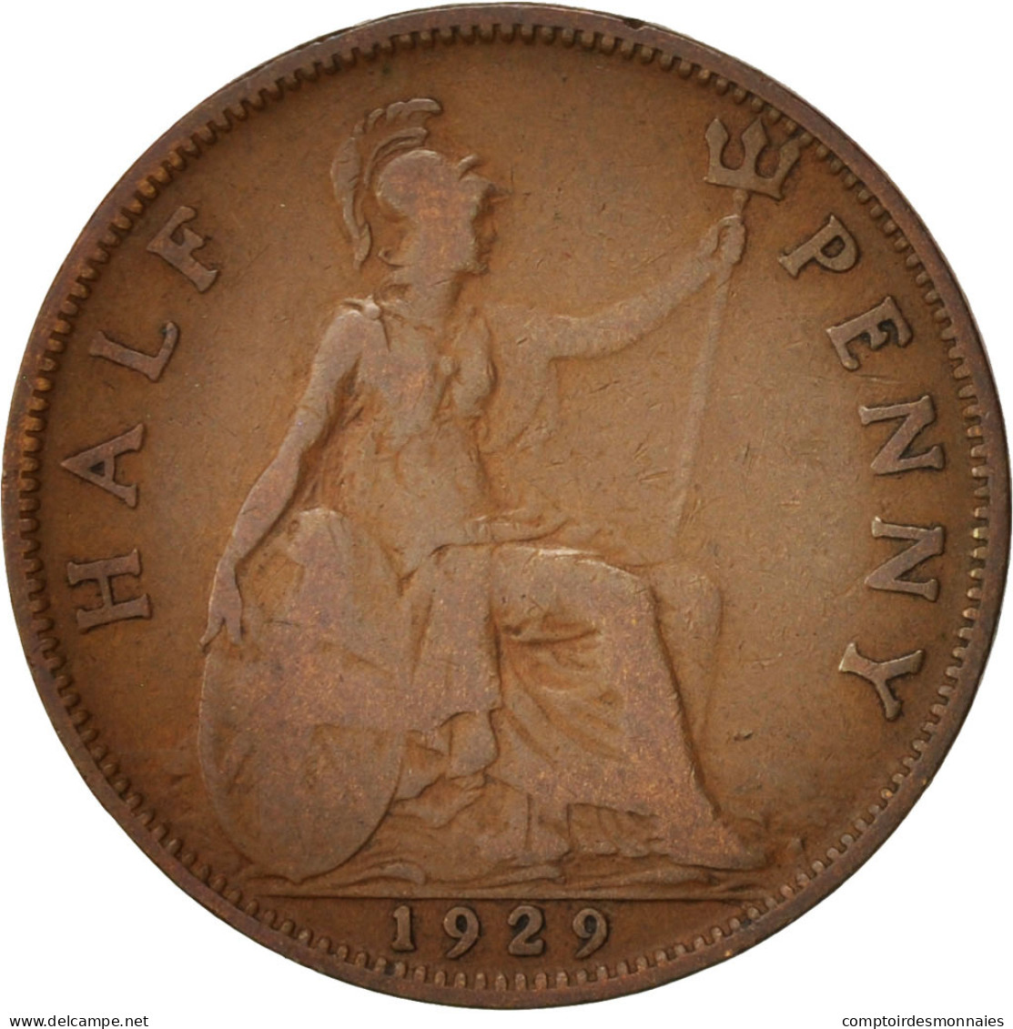 Monnaie, Grande-Bretagne, George V, 1/2 Penny, 1929, TB, Bronze, KM:837 - C. 1/2 Penny
