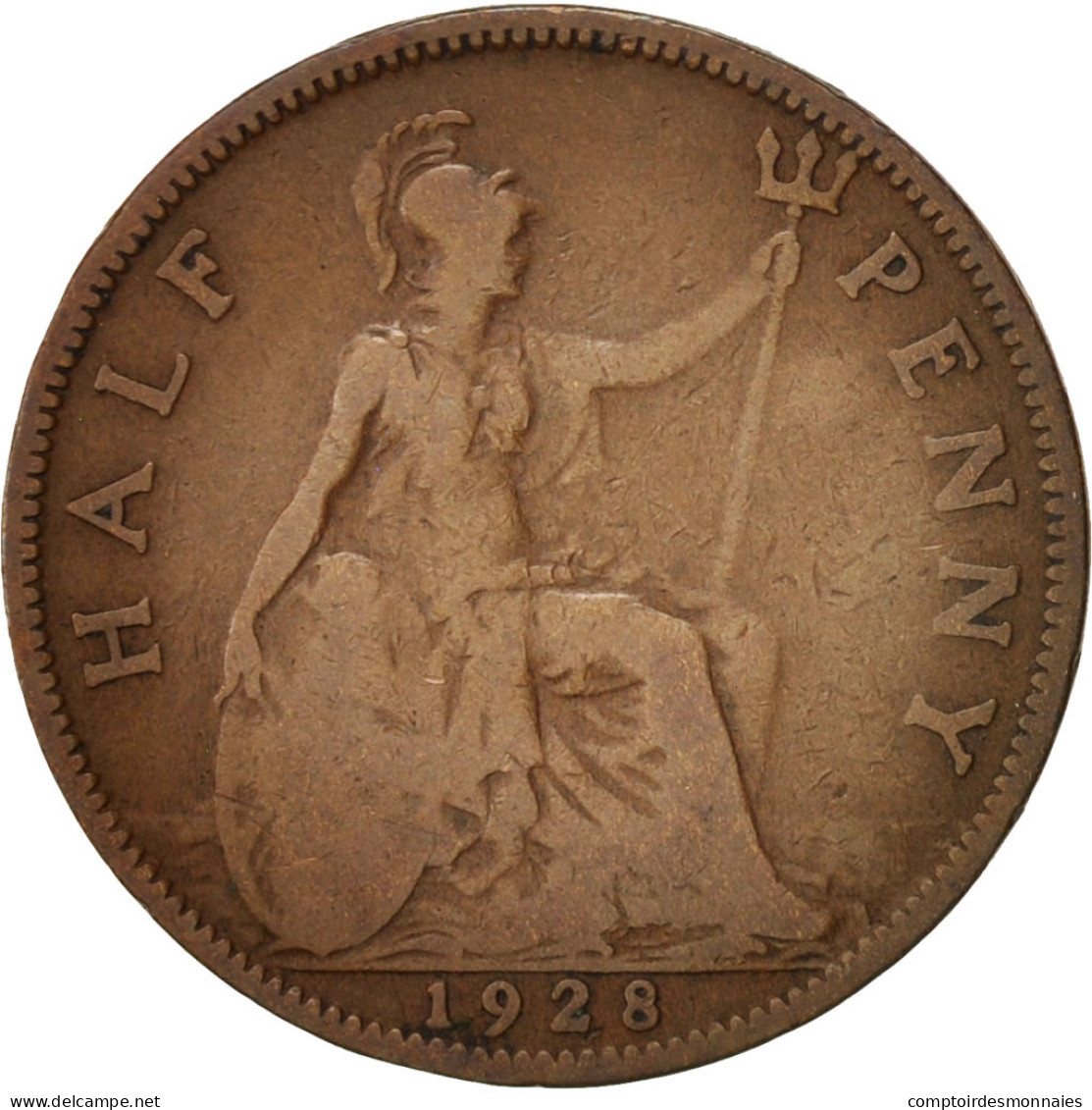 Monnaie, Grande-Bretagne, George V, 1/2 Penny, 1928, TB, Bronze, KM:837 - C. 1/2 Penny