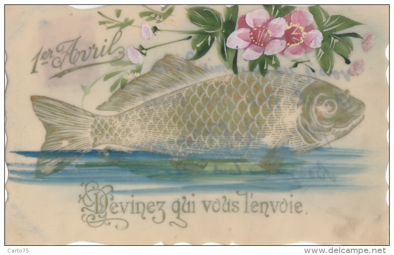 Matériaux - Celluloïd Celluloïde - Carte Porcelaine - Carte Peinte - Poisson D'Avril - Porcelana