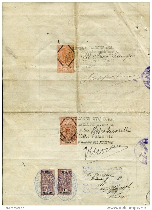 ACTA DE MATRIMONIO SERVICIO CONSULAR DE LA REPUBLICA ARGENTINA 1912 ZTU. - Documentos Históricos