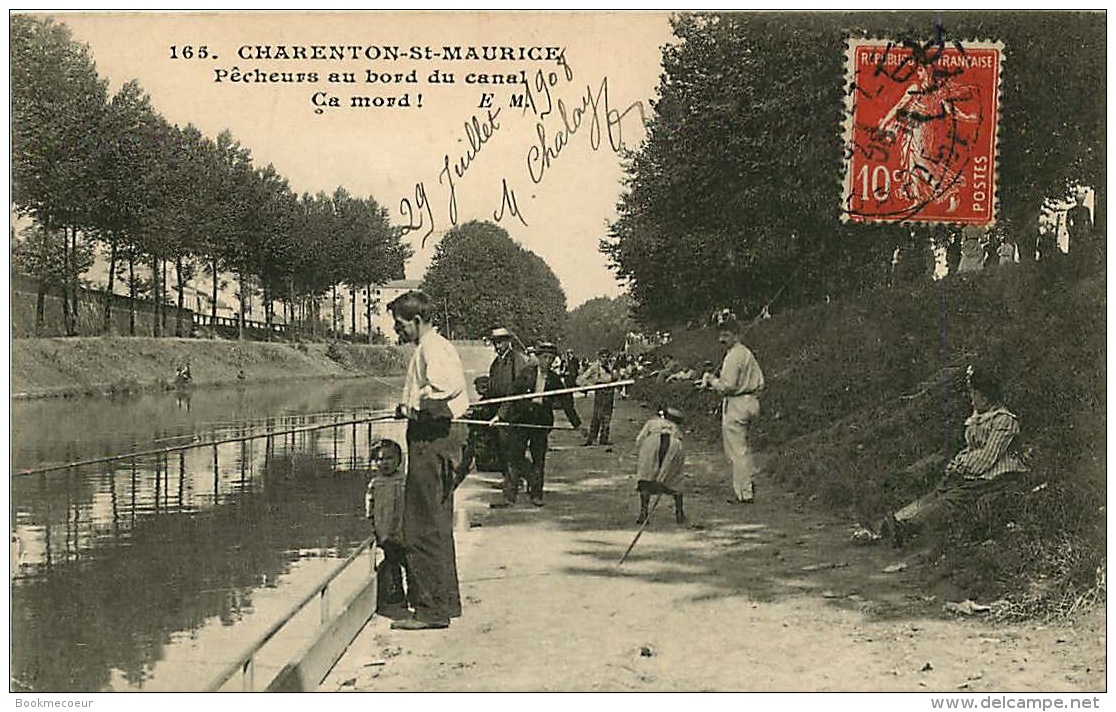94    CHARENTON ST MAURICE  PECHEURS AU BORD  DU CANAL  " CA MORD"  165 - Charenton Le Pont