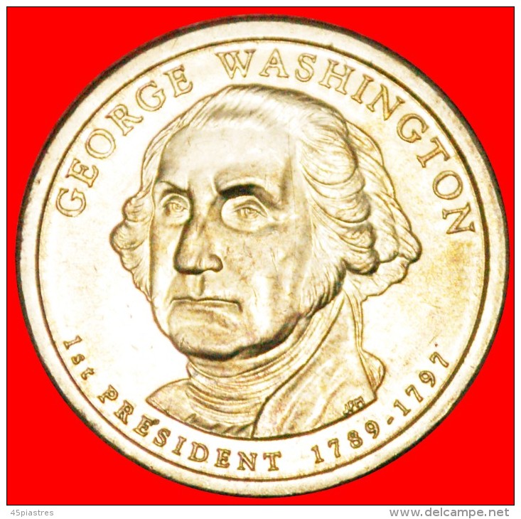 * NO PLAIN EDGE: USA ★ 1 DOLLAR 2007D WASHINGTON (1789-1797) MINT LUSTRE! LOW START &#9733; NO RESERVE! - 2007-…: Presidents