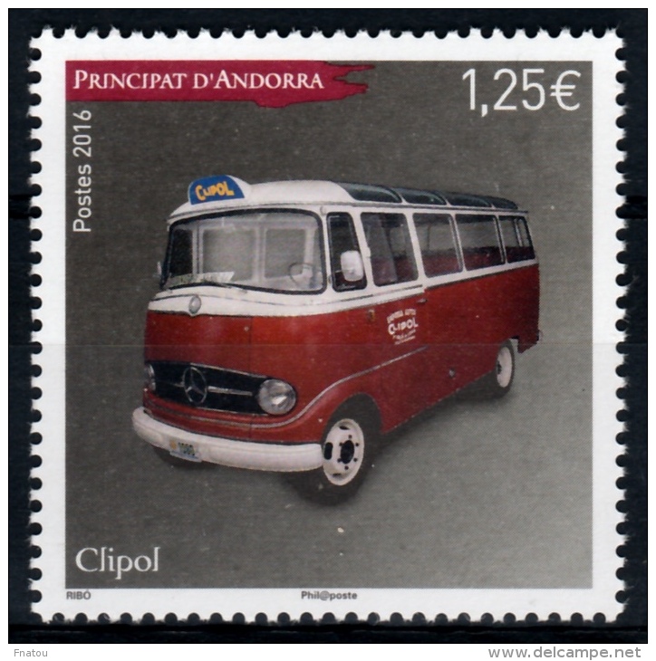 Andorra (French Adm.), "Clipol", Andorran Old Bus, Mercedes, 2016, MNH VF - Unused Stamps