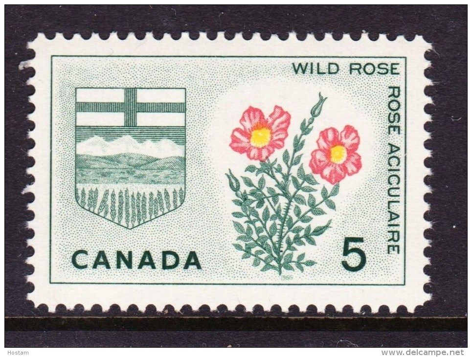 CANADA 1964. # 426, PROVINCIAL  FLOWERS & COATS Of ARMS, ALBERTA  WILDE ROSE, MNH - Neufs