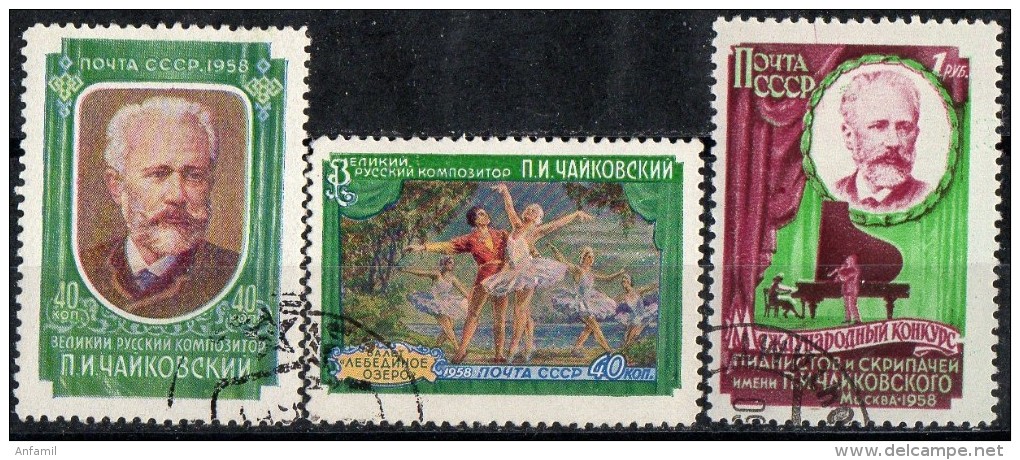 Russia / USSR, 1958, Scott# 2044-2046, Michel# 2061-2063, Honoring Tchaikovsky, Composer, Full Set, CTONH, Full - Altri & Non Classificati