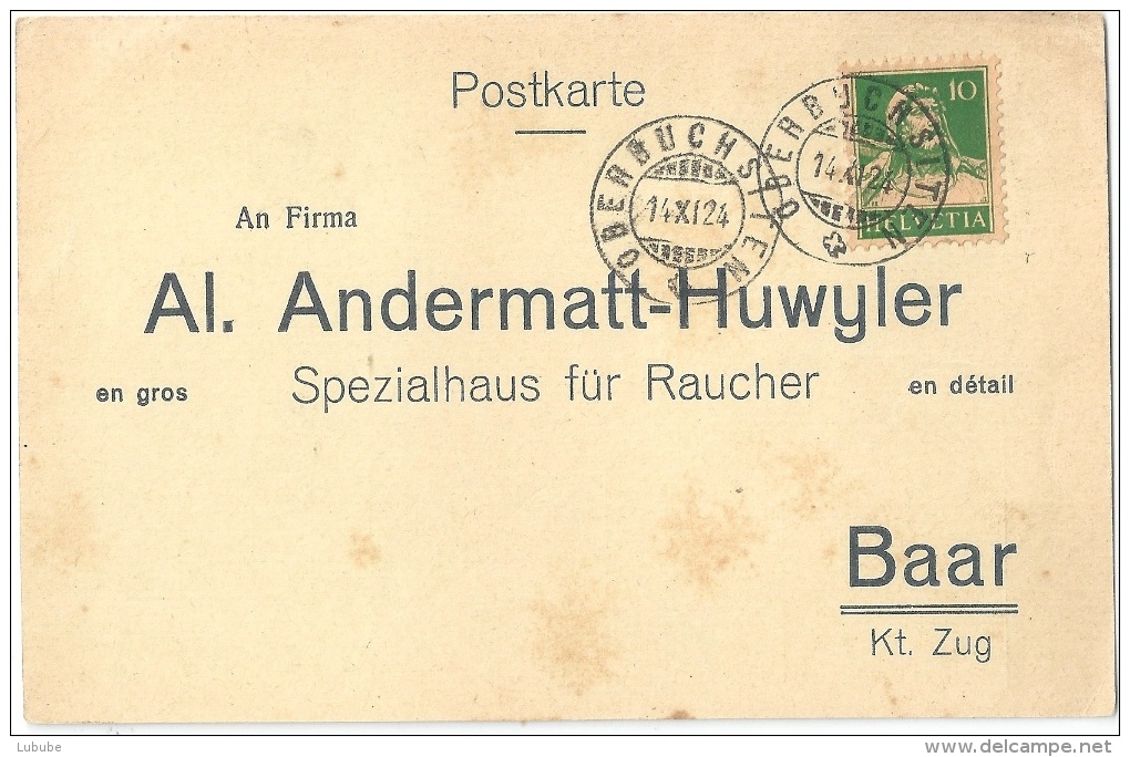 Bestellkarte  Oberbuchsiten - Baar             1924 - Storia Postale