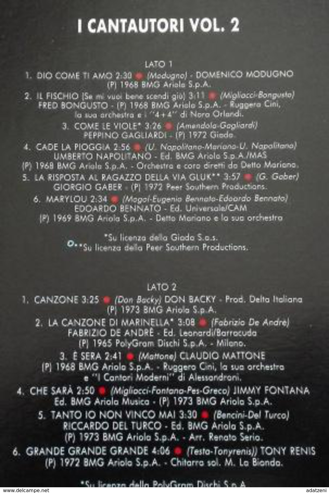 ARTISTI VARI  RACCOLTA I CANTAUTORI VOLUME 2 Disco LP 33 Giri - Andere - Italiaans