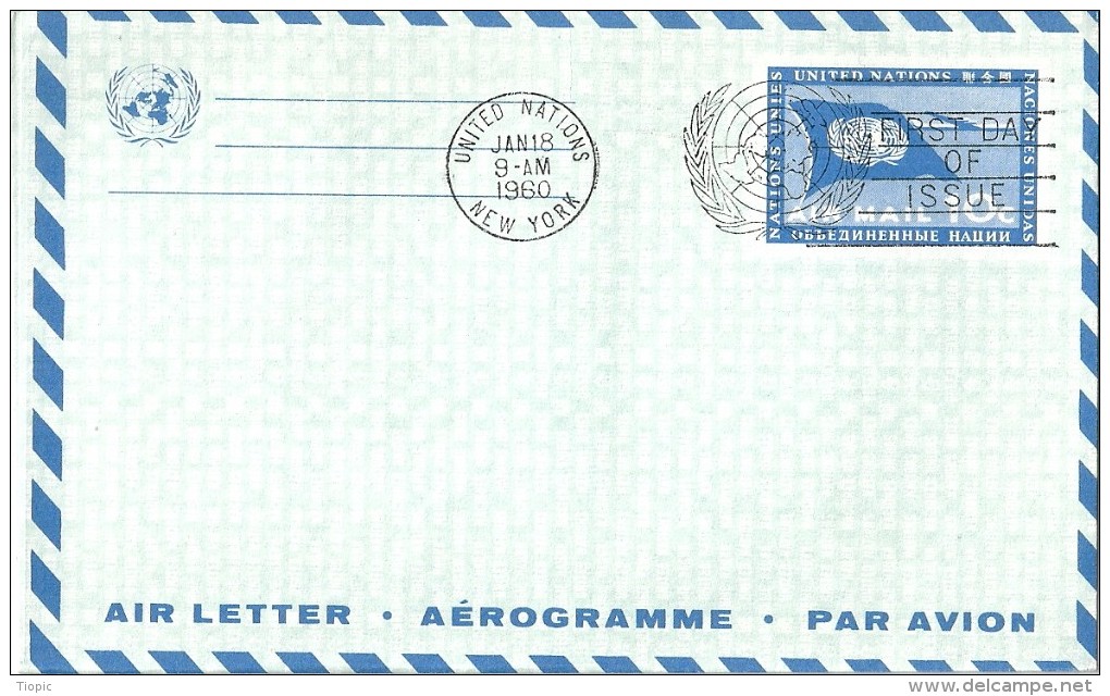 Lettres Enveloppes  Aérogramme   Nations - Unies  - Etats - Unis   (New York  )   Par Avion - Autres - Amérique