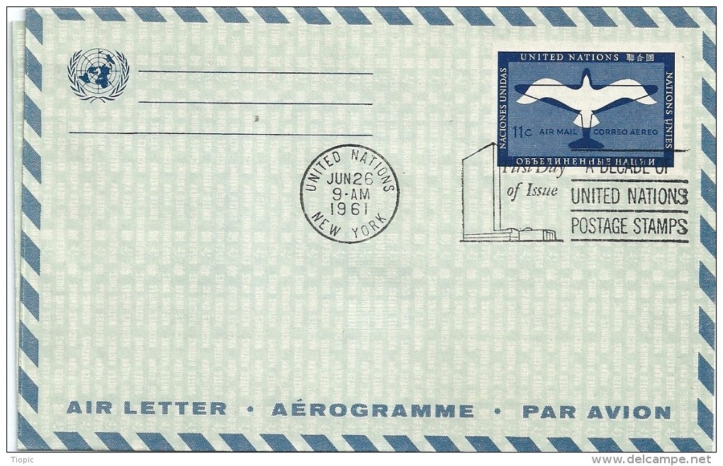 Lettres Enveloppes  Aérogramme   Nations - Unies  - Etats - Unis   (New York  )   Par Avion - Autres - Amérique