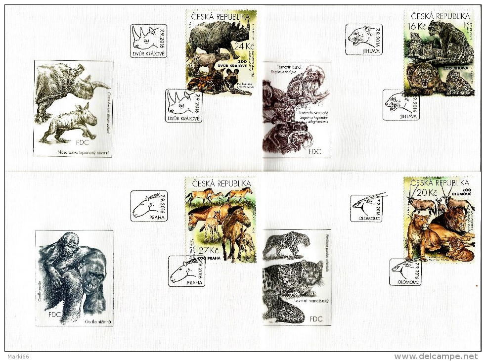 Czech Republic - 2016 - Nature Protection - Zoological Gardens I - FDC (first Day Covers) Set - FDC