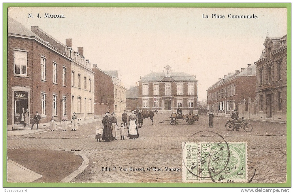 Manage - La Place Communale - Belgique - História Postal - Filatelia - Philately - Moçambique - Manage