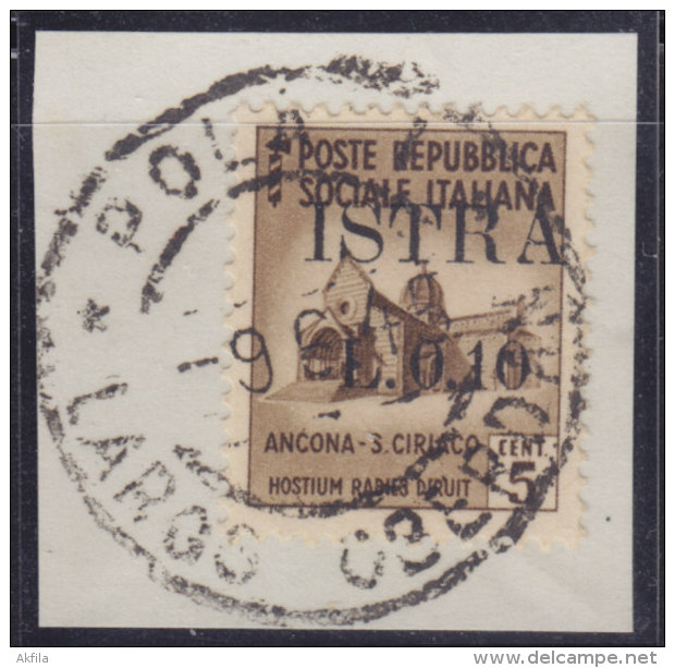 5117. Italy Yugoslavia Istria - Pula 1945 Italian Stamp With "ISTRA" Overprint, Cutting - Used (o) Michel 1 - Joegoslavische Bez.: Istrië