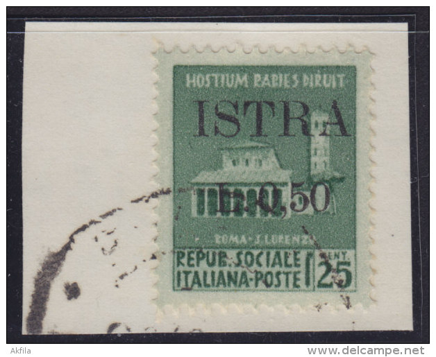 5118. Italy Yugoslavia Istria - Pula 1945 Italian Stamp With "ISTRA" Overprint, Cutting - Used (o) Michel 2 - Joegoslavische Bez.: Istrië