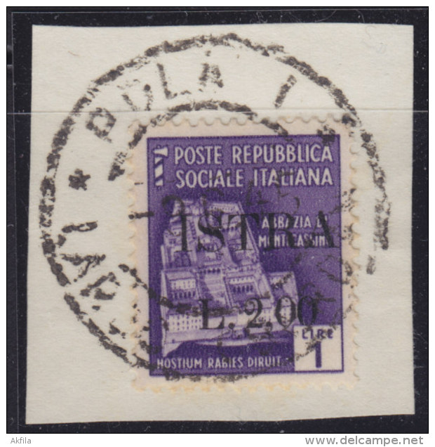 5123. Italy Yugoslavia Istria - Pula 1945 Italian Stamp With "ISTRA" Overprint, Cutting - Used (o) Michel 9 - Occ. Yougoslave: Istria