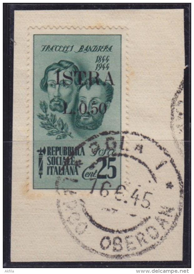 5124. Italy Yugoslavia Istria - Pula 1945 Italian Stamp With "ISTRA" Overprint, Cutting - Used (o) Michel 10 - Occ. Yougoslave: Istria