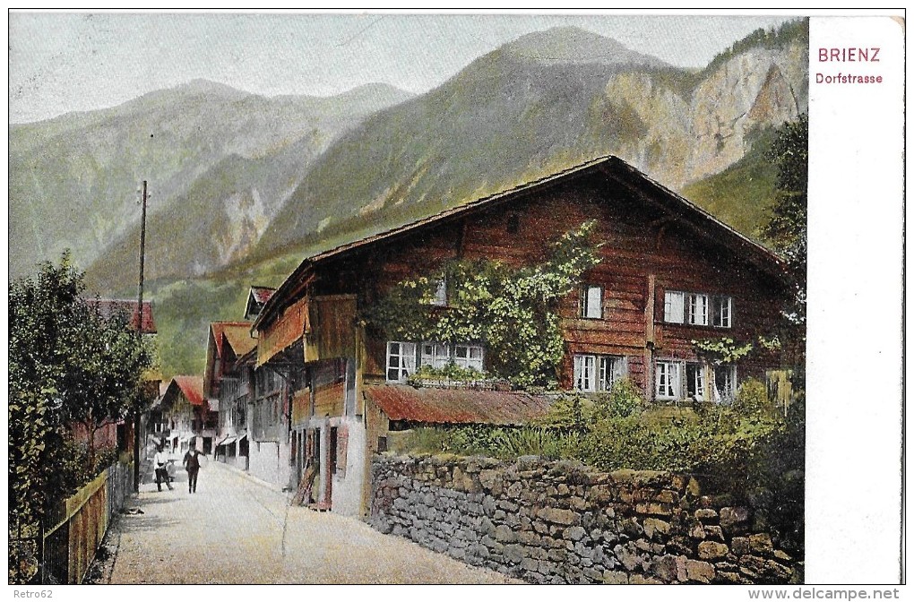 BRIENZ &#8594; Belebte Dorfstrasse, Sehr Schöne Colorierte Karte, Ca.1910 - Brienz