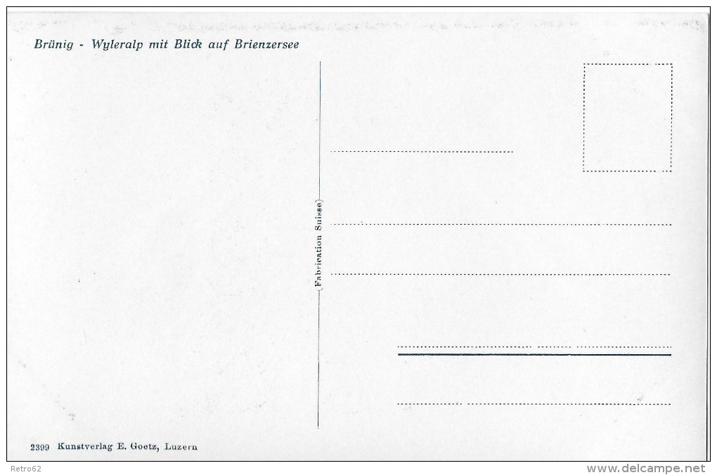 BRÜNIG &#8594; Wyleralp Mit Blick Auf Den Brienzersee, Ca.1930 - Brienz