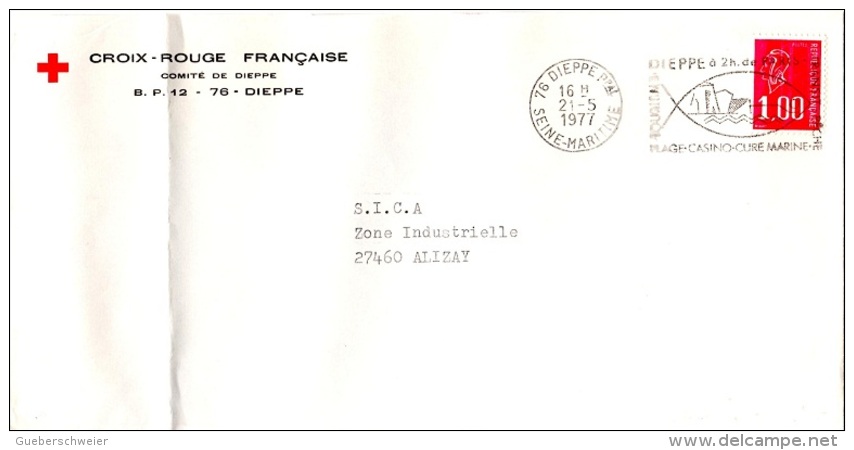 CUR-L62 - FRANCE Belle Flamme Sur Lettre De La Croix-Rouge Française Dieppe Station Thermale - Casino - Annullamenti Meccanici (pubblicitari)