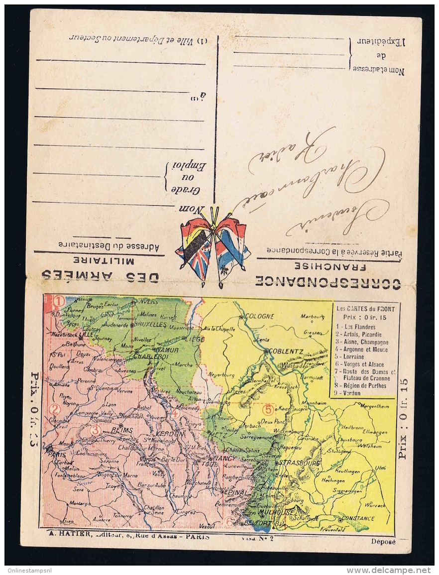 France: Correspondence Des Armées  Franchise Carte De Front Et De Souain A Verdun - Guerre De 1914-18