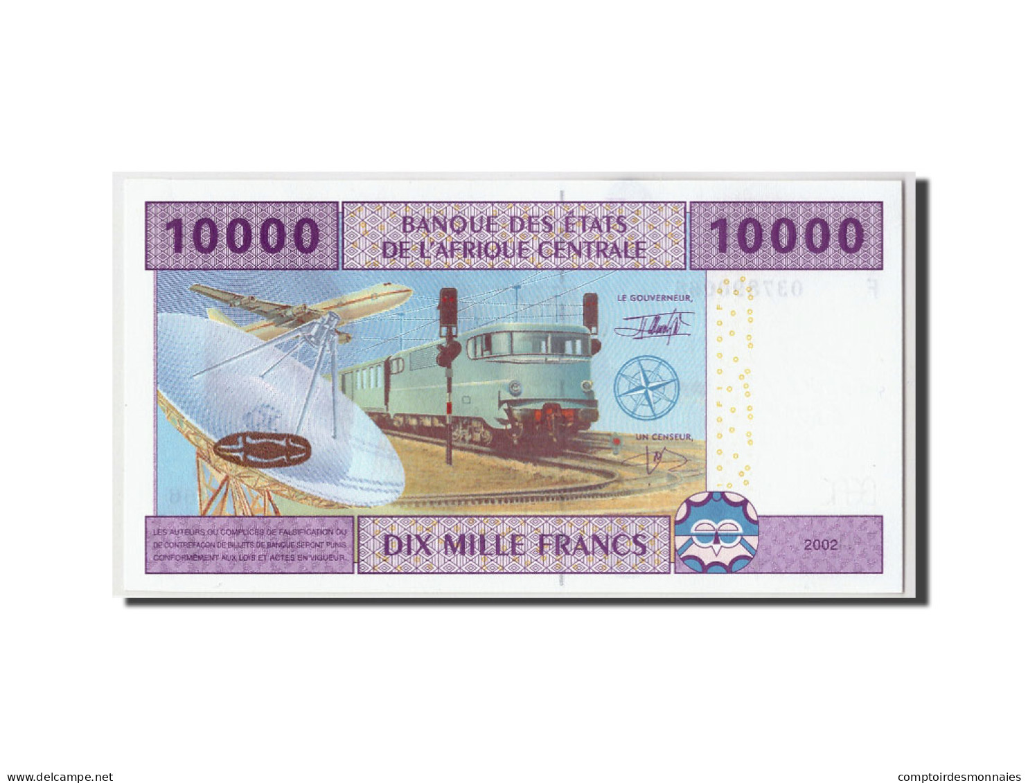 Billet, États De L'Afrique Centrale, 10,000 Francs, 2002, KM:510Fa, SPL - États D'Afrique Centrale