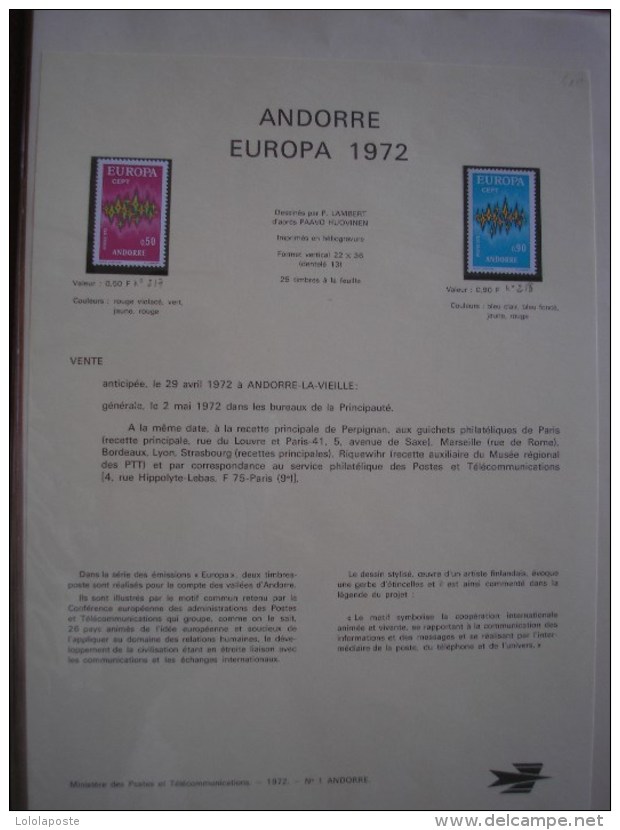 ANDORRE FRANCAIS - 26 Documents Postaux Avec Les Timbres Neufs ** Sous Pochette Ds Classeur - Cote = 279 € - Collections