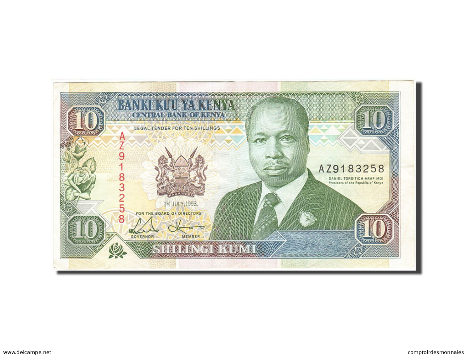 Billet, Kenya, 10 Shillings, 1993, 1993-07-01, KM:24a, TTB - Kenya