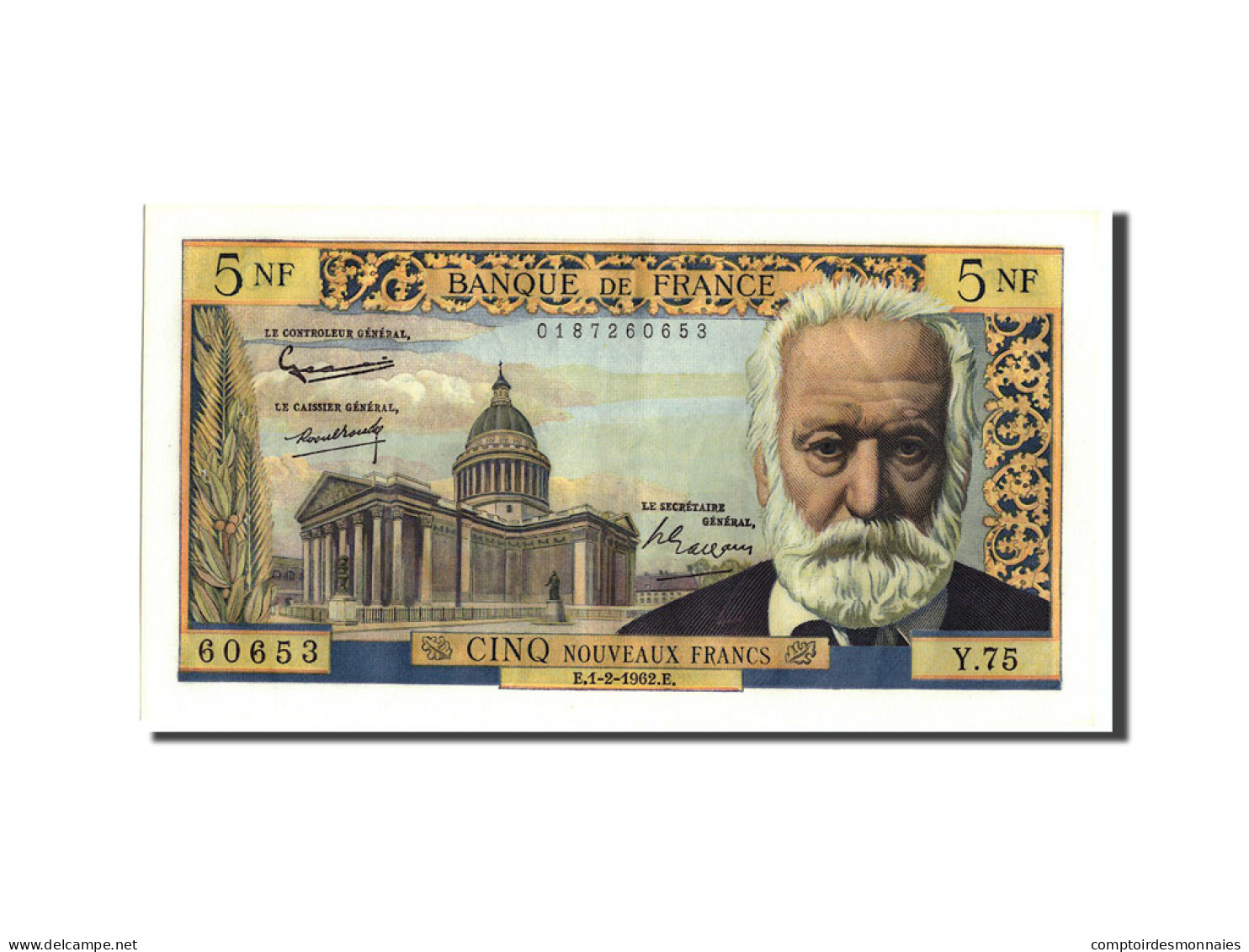 Billet, France, 5 Nouveaux Francs, 5 NF 1959-1965 ''Victor Hugo'', 1962 - 5 NF 1959-1965 ''Victor Hugo''