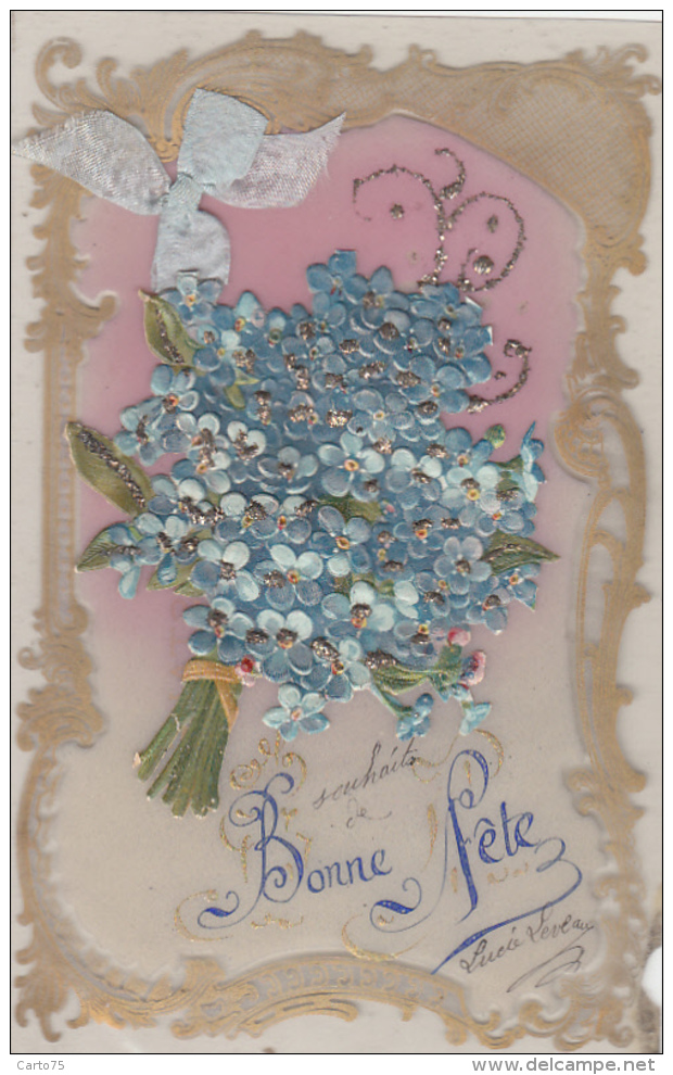 Matériaux - Celluloïd Celluloïde - Carte Porcelaine - Translucide - Découpi Myosotis Bonne Fête - Cartes Porcelaine