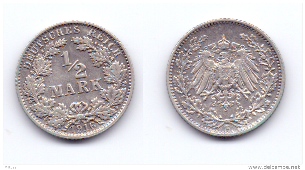 Germany 1/2 Mark 1916 E - 1/2 Mark